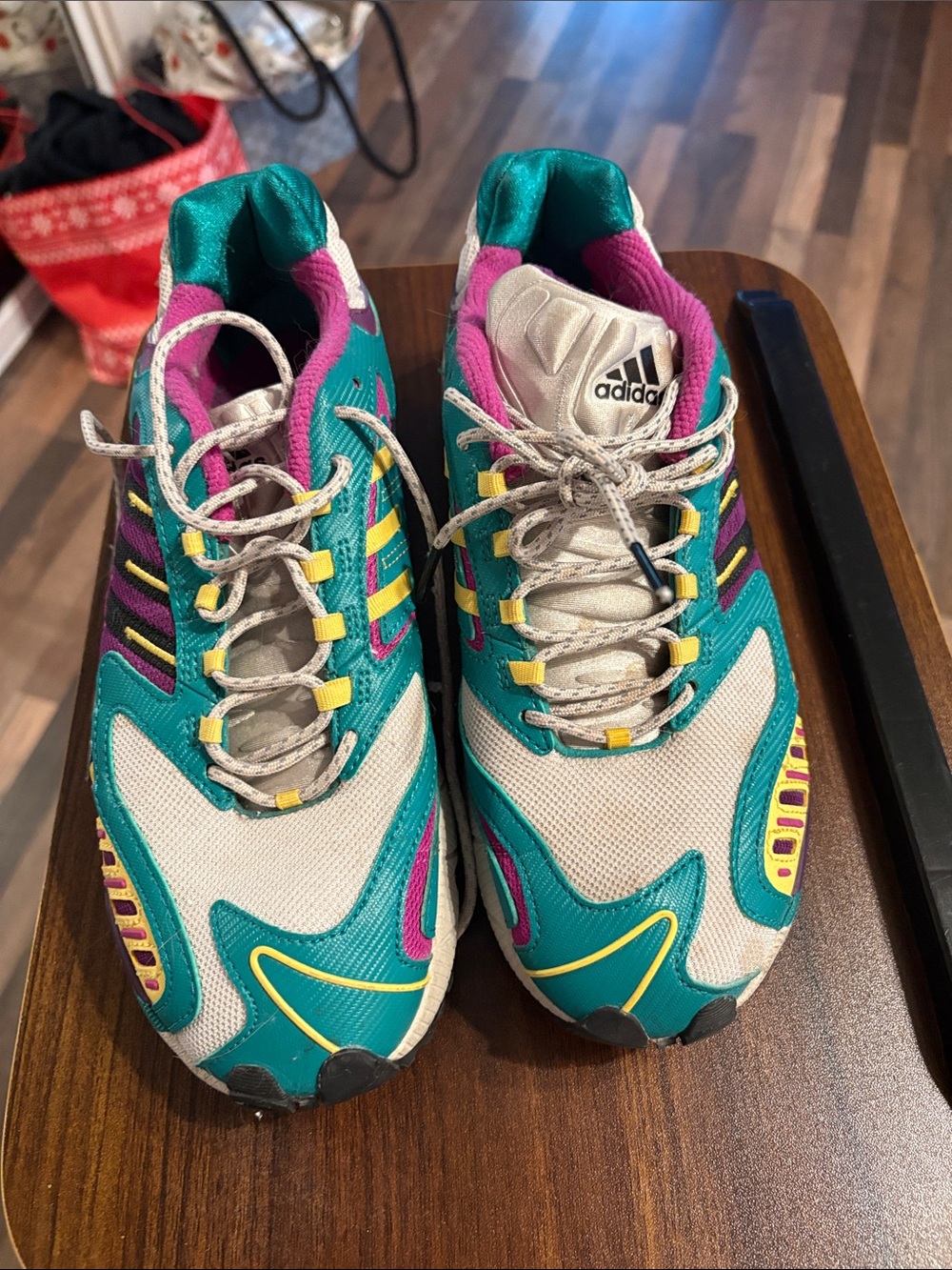 adidas Teal, White, Pink and Yellow Running Sneakers